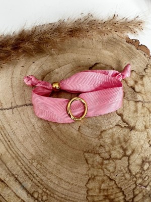 Pulsera tela aro rosa