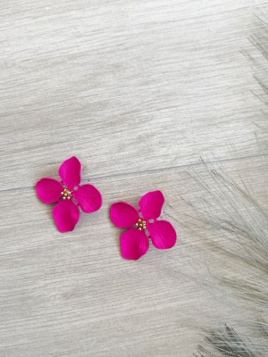 Pendientes flor fucsia