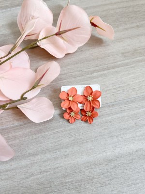 Pendientes flores coral