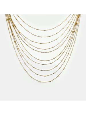 Collar acero 10 cadenas dorado