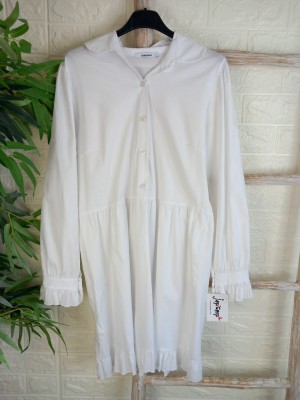 Vestido blanco manga larga camisero