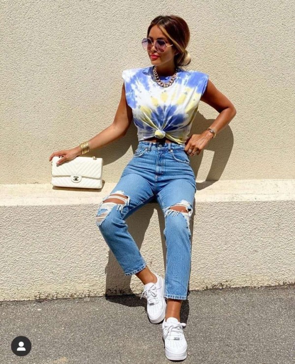 Camiseta Tie Dye lila azul