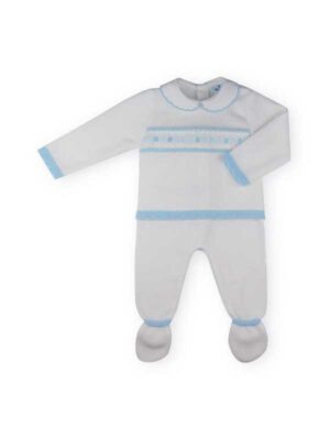 Conjunto polaina Clara blanco y celeste