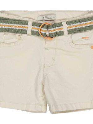Pantalón corto bebé beige cinturón kaki