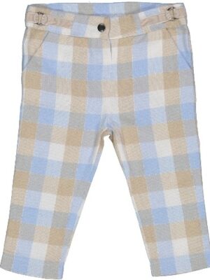 Pantalón cuadros celeste y beige