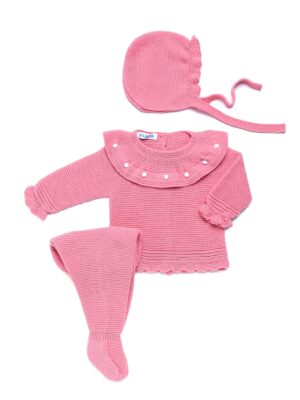 Conjunto tres piezas lin volante bodoques salmón