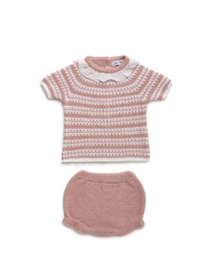 Conjunto braga punto pasacintas maquillaje y blanco