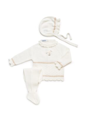 Conjunto tres piezas rombos vastas blanco y rosa