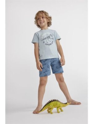 Pijama corto dinosaurs corto celeste