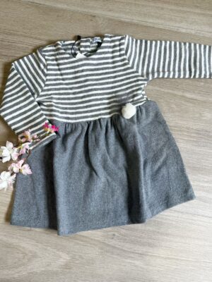 Vestido tricot rayas gris