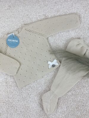 Conjunto lin calado lazo crema