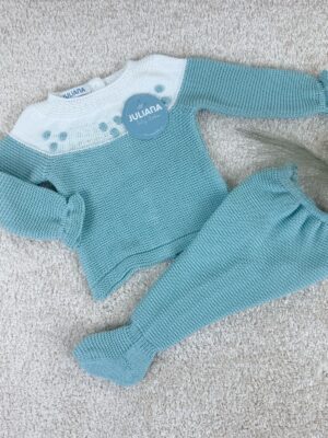 Conjunto polaina canesu bodoques verde agua