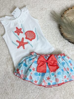 Conjunto braguita estrella mar coral y azul