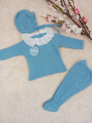 Conjunto tres piezas tachon bodoques plumeti azul nube