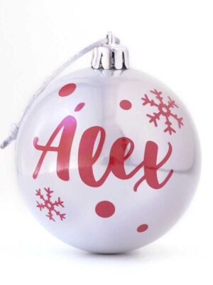 Bola navidad plata perla personalizada