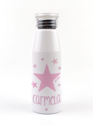 Botella aluminio estrella rosa 500 ml