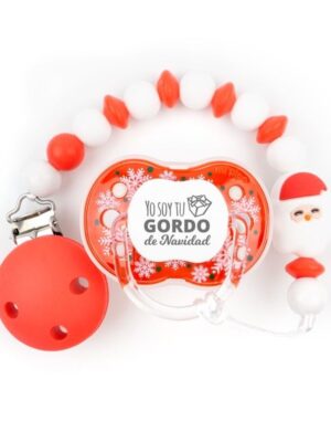 Cajita chupete copos rojo + cadena