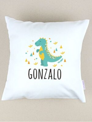 Cojín cuadrado piqué dinosaurio
