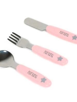Cubiertos Acero rosa Personalizados