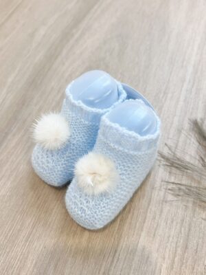 Bota lin pom pom pelo celeste