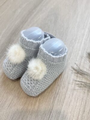 Bota lin pom pom pelo gris