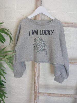 Sudadera gris I am lucky