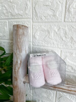 Bota lin pom pom rosa