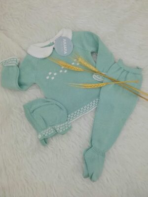 Conjunto tres piezas canesu rombos verde