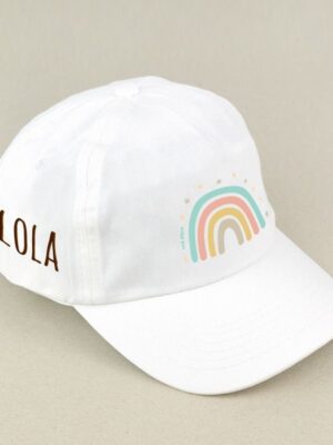 Gorra junior arcoiris blanca personalizada