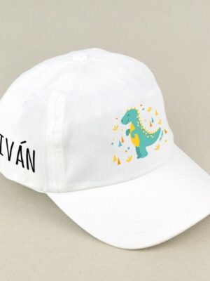 Gorra junior dinosaurio blanca personalizada