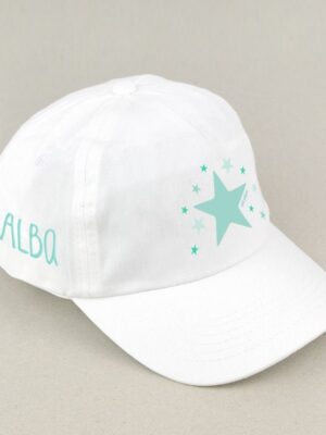 Gorra junior estrella menta blanca personalizada