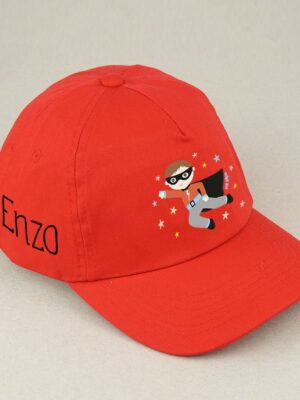 Gorra junior superhéroe roja personalizada