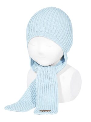Gorro con bufanda incorporada color 412 celeste