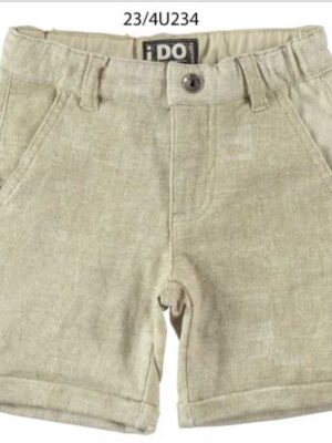 Pantalón corto punto liso blanco y beige