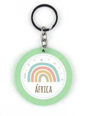 Llavero Metacrilato Redondo Arcoíris Menta Personalizado