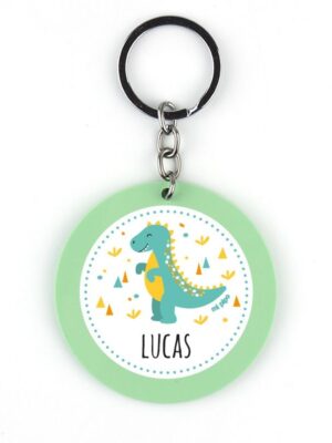 Llavero Metacrilato Redondo Dinosaurio Menta Personalizado