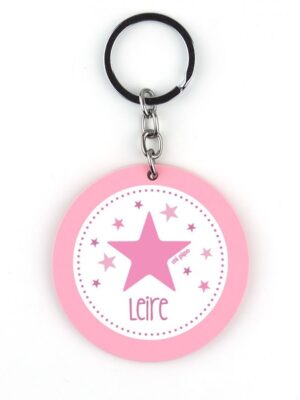 Llavero Metacrilato Redondo Estrella Rosa Personalizado