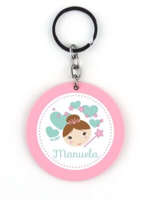 Llavero Metacrilato Redondo Hada Rosa Personalizado