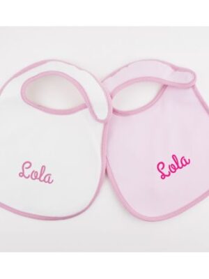 2 Baberos personalizados blanco - rosa +3M
