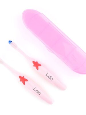 Pack 2 cepillos con estuche personalizados rosa +6M