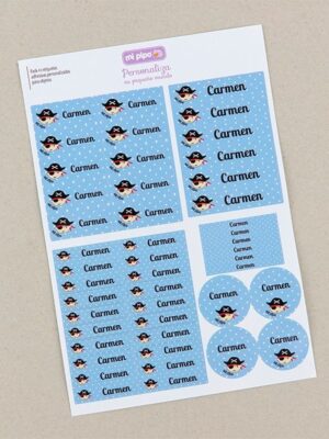 Pack 46 etiquetas para objetos azul (diferentes dibujos y colores)