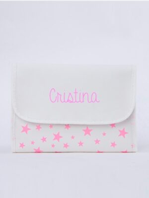 Portadocumentos estrellas rosa personalizado