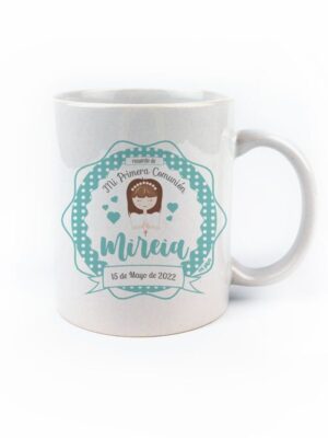 Taza cerámica comunión verde niña
