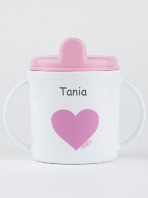 Taza corazón rosa +9m personalizada