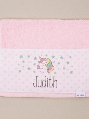 Toalla rizo unicornio rosa