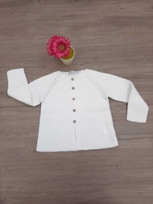 Chaqueta larga blanca efecto bolsillos