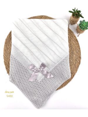 Toquilla hilo lazo gris y blanco