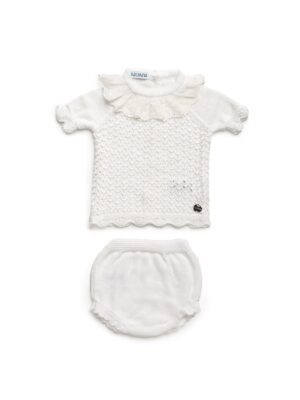 Conjunto braga punto calado punti blanco