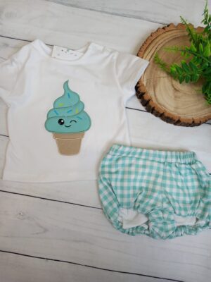 Conjunto helados vichy verde