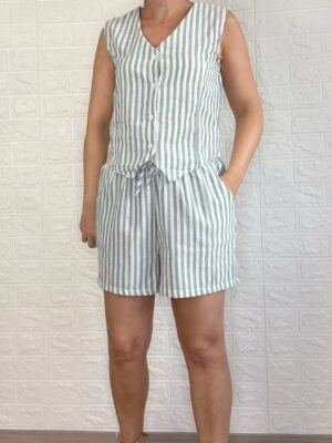 Conjunto Nieves rayas verde